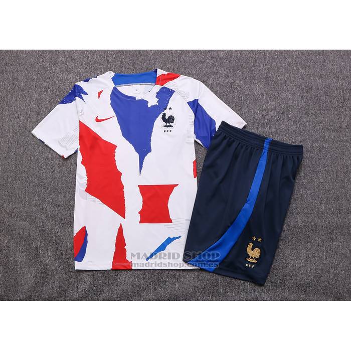 Chandal del Francia Manga Corta 2022-2023 Blanco Rojo Azul - Pantalon Corto